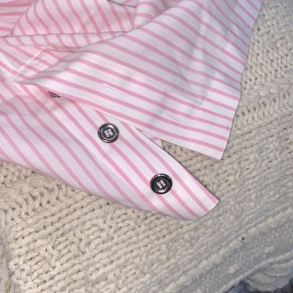 Talbots non iron pink striped button down shirt size 20W - Picture 10 of 11